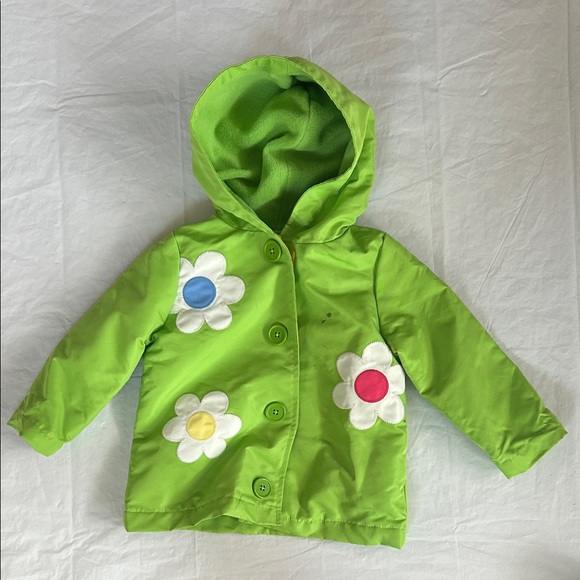 Gymboree Lime Green Hooded Raincoat with Flower Appliqués - Picture 10 of 10